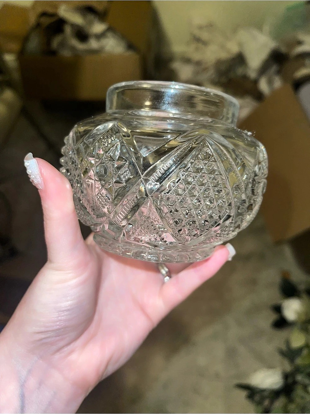 Clear Geometric Glass Decor Vase